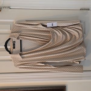 ELLA RAFAELLA BRAND WOMEN'S CREAM AND WHITE FLIRAL CRISS-CROSS TOP SIZE LARGE